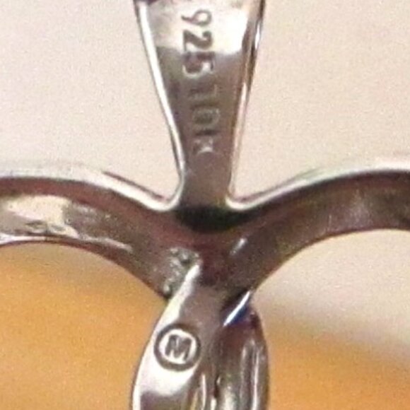 925 Sterling Silver and 10K Gold Diamond Double Heart Pendant - Picture 6 of 7